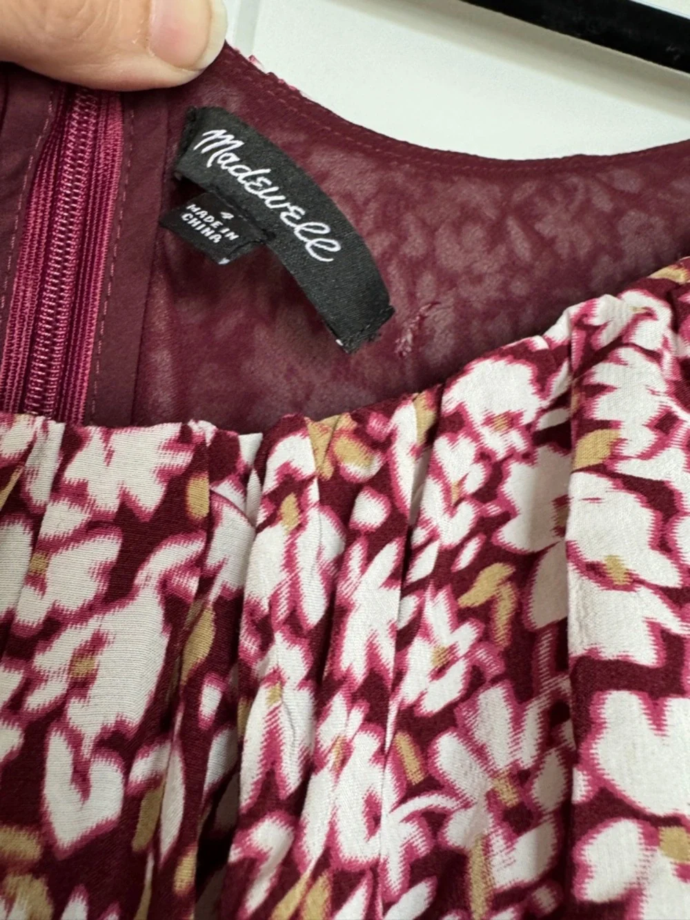 NWOT! MADEWELL Ruffled Scoopneck Maxi Dress Emma Floral Burgundy Size 4 🌸 - Picture 12 of 15